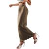imageLYANER Womens Casual Elastic High Waist Solid Bodycon Long Maxi SkirtBrown