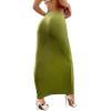 imageLYANER Womens Casual Elastic High Waist Solid Bodycon Long Maxi SkirtDark Green