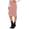 imageLYANER Womens Casual Ribbed Elastic Waist Lettcue Trim Bodycon Midi Skirt Dusty Pink XLarge