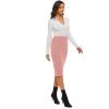 imageLYANER Womens Casual Ribbed Elastic Waist Lettcue Trim Bodycon Midi Skirt Dusty Pink XLarge
