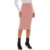 imageLYANER Womens Casual Ribbed Elastic Waist Lettcue Trim Bodycon Midi Skirt Dusty Pink XLarge