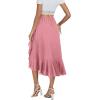 imageLYANER Womens Wrap Front Self Tie Knot High Low Ruffle Hem Split Midi SkirtPink