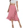 imageLYANER Womens Wrap Front Self Tie Knot High Low Ruffle Hem Split Midi SkirtPink