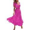 imageLYANER Womens Boho 2 Piece Outfits Polka Dots V Neck Crop Top and Elastic Waist Skirt SetsPoint Rose