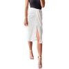 imageLYANER Womens Casual Draped Ruched Front High Waist Split Slit Hem Midi SkirtSolid White