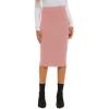 imageLYANER Womens Casual Ribbed Elastic Waist Lettcue Trim Bodycon Midi Skirt Dusty Pink XLarge