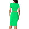imageLYANER Womens 2 Piece Outfits Crew Neck Short Sleeve Crop Tee Top and Bodycon Midi Skirt SetGreen