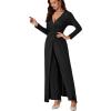 imageLYANER Womens 2 Pieces Outfits Twist Knot High Slit Front Long Sleeve Pants SetsBlack