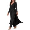 imageLYANER Womens 2 Pieces Outfits Twist Knot High Slit Front Long Sleeve Pants SetsBlack