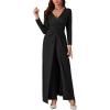 imageLYANER Womens 2 Pieces Outfits Twist Knot High Slit Front Long Sleeve Pants SetsBlack