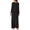 imageLYANER Womens 2 Pieces Outfits Twist Knot High Slit Front Long Sleeve Pants SetsBlack