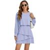 imageLYANER Womens Casual Crewneck Long Sleeve Layered Ruffle Hem A Line Mini DressAzure