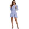 imageLYANER Womens Casual Crewneck Long Sleeve Layered Ruffle Hem A Line Mini DressAzure