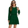 imageLYANER Womens Casual Crewneck Long Sleeve Layered Ruffle Hem A Line Mini DressDark Green