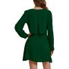 imageLYANER Womens Casual Crewneck Long Sleeve Layered Ruffle Hem A Line Mini DressDark Green
