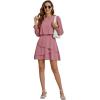 imageLYANER Womens Casual Crewneck Long Sleeve Layered Ruffle Hem A Line Mini DressDusty Pink