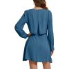 imageLYANER Womens Casual Crewneck Long Sleeve Layered Ruffle Hem A Line Mini DressLake Blue
