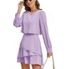 imageLYANER Womens Casual Crewneck Long Sleeve Layered Ruffle Hem A Line Mini DressLilac