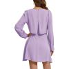 imageLYANER Womens Casual Crewneck Long Sleeve Layered Ruffle Hem A Line Mini DressLilac