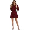 imageLYANER Womens Casual Crewneck Long Sleeve Layered Ruffle Hem A Line Mini DressPure Burgundy