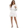 imageLYANER Womens Casual Crewneck Long Sleeve Layered Ruffle Hem A Line Mini DressPure White