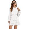 imageLYANER Womens Casual Crewneck Long Sleeve Layered Ruffle Hem A Line Mini DressPure White