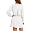 imageLYANER Womens Casual Crewneck Long Sleeve Layered Ruffle Hem A Line Mini DressPure White