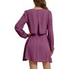 imageLYANER Womens Casual Crewneck Long Sleeve Layered Ruffle Hem A Line Mini DressPurple