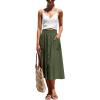 imageLYANER Womens Casual High Waist Flowy Hem Button Down Pleated Midi Skirt with PocketsArmy Green