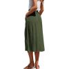 imageLYANER Womens Casual High Waist Flowy Hem Button Down Pleated Midi Skirt with PocketsArmy Green