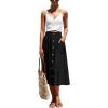 imageLYANER Womens Casual High Waist Flowy Hem Button Down Pleated Midi Skirt with PocketsBlack