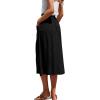 imageLYANER Womens Casual High Waist Flowy Hem Button Down Pleated Midi Skirt with PocketsBlack
