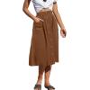 imageLYANER Womens Casual High Waist Flowy Hem Button Down Pleated Midi Skirt with PocketsBrown