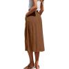 imageLYANER Womens Casual High Waist Flowy Hem Button Down Pleated Midi Skirt with PocketsBrown