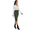 imageLYANER Womens Casual Ribbed Elastic Waist Lettcue Trim Bodycon Midi Skirt Army Green Medium