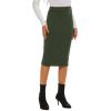 imageLYANER Womens Casual Ribbed Elastic Waist Lettcue Trim Bodycon Midi Skirt Army Green Medium