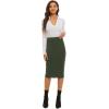 imageLYANER Womens Casual Ribbed Elastic Waist Lettcue Trim Bodycon Midi Skirt Army Green Medium