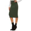 imageLYANER Womens Casual Ribbed Elastic Waist Lettcue Trim Bodycon Midi Skirt Army Green Medium