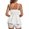 imageLYANER Womens Deep V Neck Flared Ruffle Hem Sleeveless Babydoll Cami TopWhite