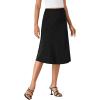 imageLYANER Womens Eleagnt Satin Silky High Waist Hidden Elasticized Waistband Zipper Flared ALine Midi SkirtsBlack