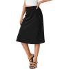 imageLYANER Womens Eleagnt Satin Silky High Waist Hidden Elasticized Waistband Zipper Flared ALine Midi SkirtsBlack