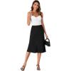 imageLYANER Womens Eleagnt Satin Silky High Waist Hidden Elasticized Waistband Zipper Flared ALine Midi SkirtsBlack