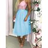 imageLYANER Womens Elegant Mesh Elastic High Waist Tulle Tutu Aline Mini Fluffy SkirtLight Blue