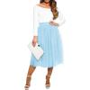 imageLYANER Womens Elegant Mesh Elastic High Waist Tulle Tutu Aline Mini Fluffy SkirtLight Blue