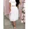 imageLYANER Womens Elegant Mesh Elastic High Waist Tulle Tutu Aline Mini Fluffy SkirtWhite