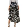 imageLYANER Womens Floral Printed Split High Low Ruffle Hem Elastic Waist Midi SkirtBlack
