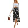 imageLYANER Womens Floral Printed Split High Low Ruffle Hem Elastic Waist Midi SkirtBlack