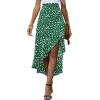 imageLYANER Womens Floral Printed Split High Low Ruffle Hem Elastic Waist Midi SkirtGreen