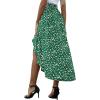 imageLYANER Womens Floral Printed Split High Low Ruffle Hem Elastic Waist Midi SkirtGreen