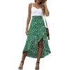 imageLYANER Womens Floral Printed Split High Low Ruffle Hem Elastic Waist Midi SkirtGreen